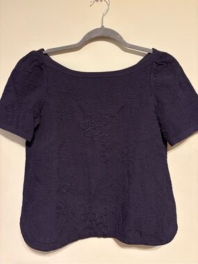 Women’s Embroidered Short-Sleeve Top - Deep Purple